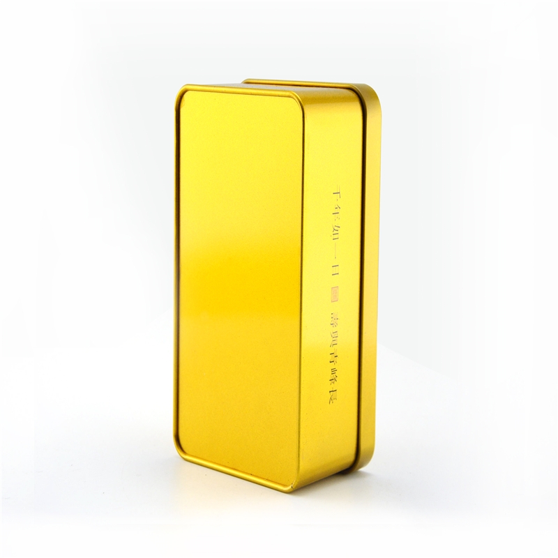 Rektangulær guld metallisk finish te tin boks